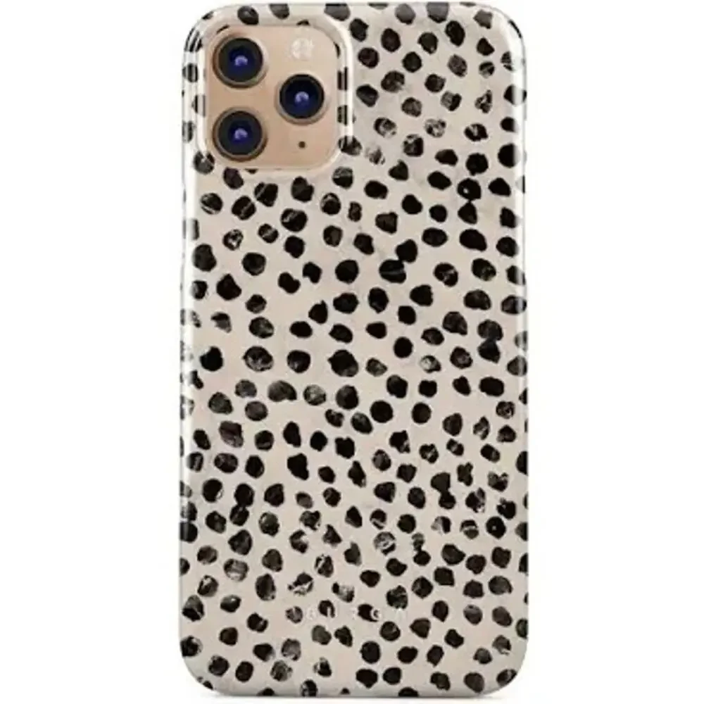 Burga Almond Latte iPhone Snap Case 11 Pro Black Ivory Dots Tough Case NEAR NEW